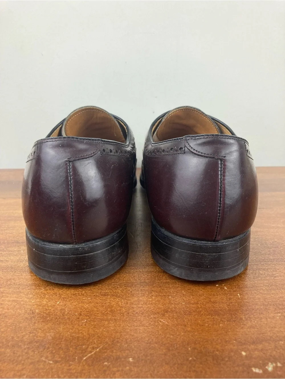 Johnston & Murphy Burgundy Wingtip Dress Shoes Men’s 10.5D Vintage Made in USA.